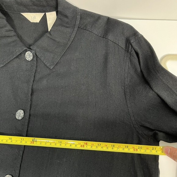 J. Jill Womens XS Linen Blend Button Up Blouse Relaxed Fit Minimalist LS Black - Picture 5 of 10